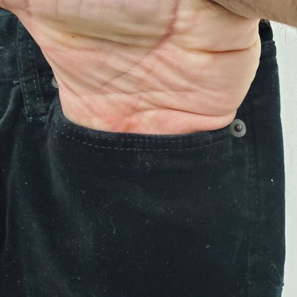 Express Women's Y2K Black Stretch Velvet Velour Low Rise Straight Leg Pants Sz 0 - Picture 2 of 8